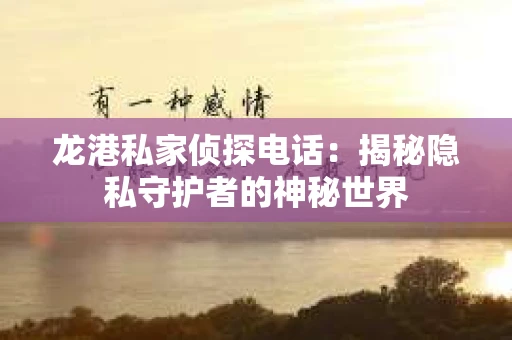 龙港私家侦探电话：揭秘隐私守护者的神秘世界