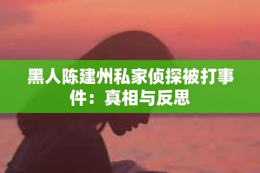 黑人陈建州私家侦探被打事件：真相与反思