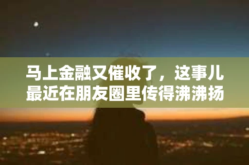马上金融又催收了，这事儿最近在朋友圈里传得沸沸扬扬。说实话，我也有点好奇，这马上金融到底是怎么回事？催收又是怎么一回事？今天，我就来跟大家聊聊这个话题。