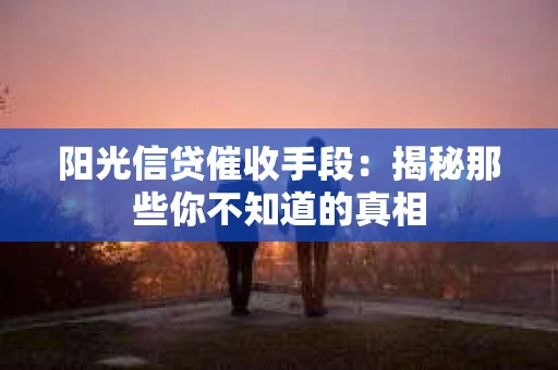 阳光信贷催收手段：揭秘那些你不知道的真相